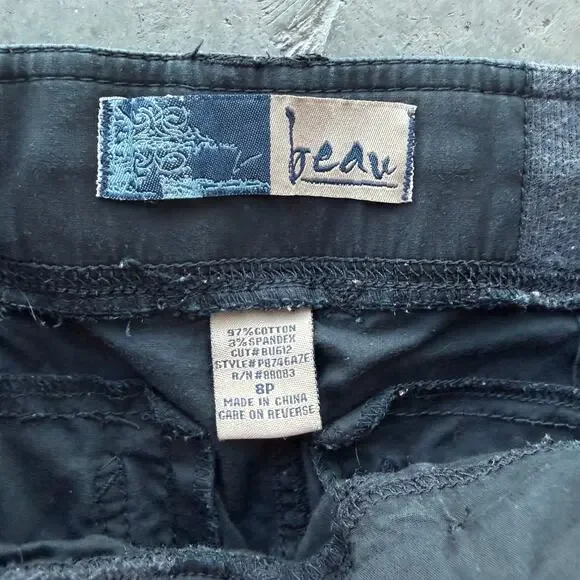 Vintage Y2k Black Cargo Baggy Drawstring Skater Capris Women's 8 Medium - Picture 3 of 5